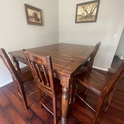 Real Wood Dining Room Table W/chairs