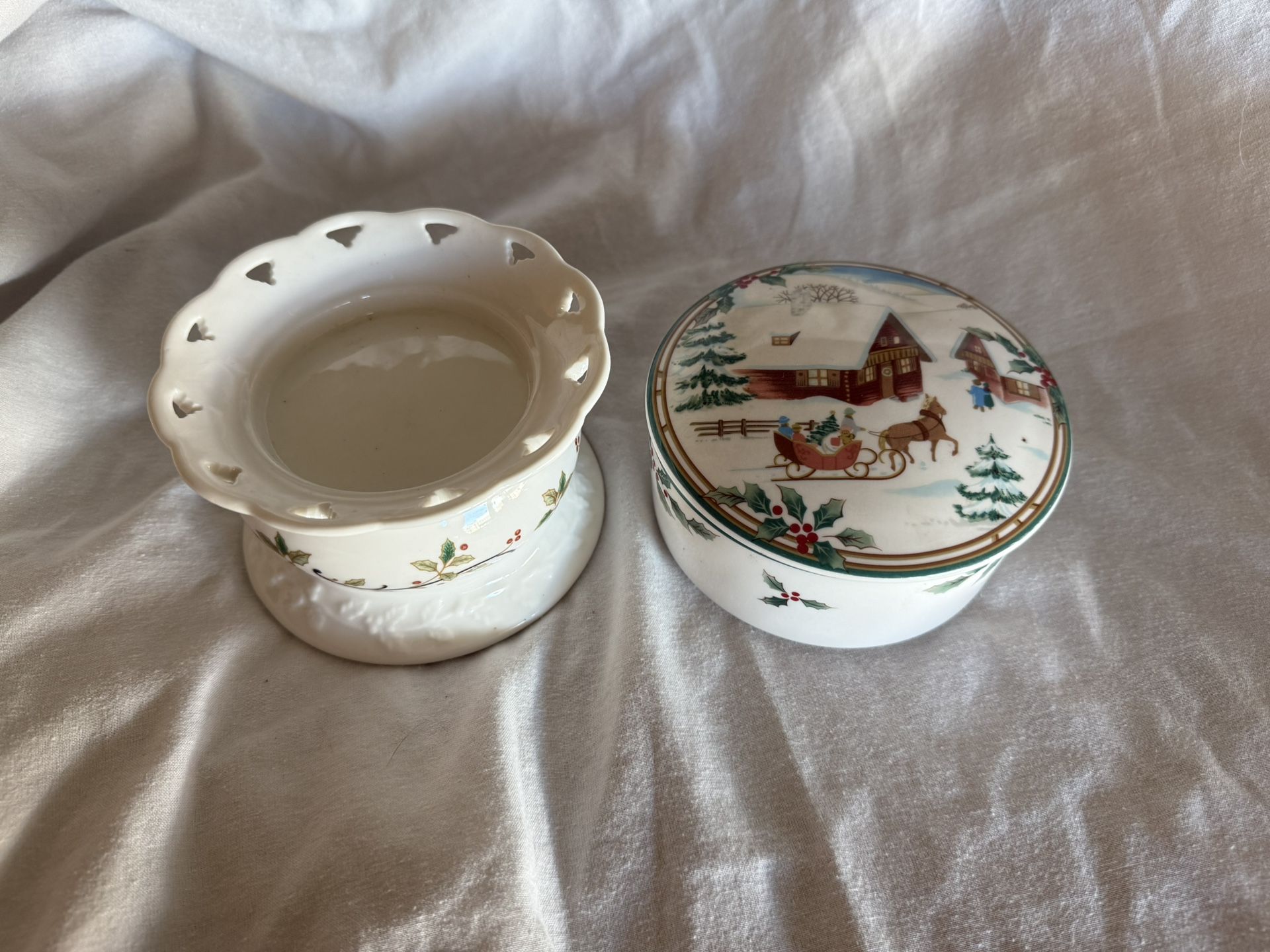 Vintage Mikasa Holiday Collection – Vase & Lidded Candy Dish 
