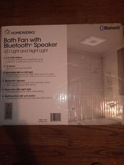 BRANDNEW BATH FAN WITH BLUETOOTH SPEAKER LED LIGHT AND NIGHT LIGHT WITH REMOTE CONTROL $100