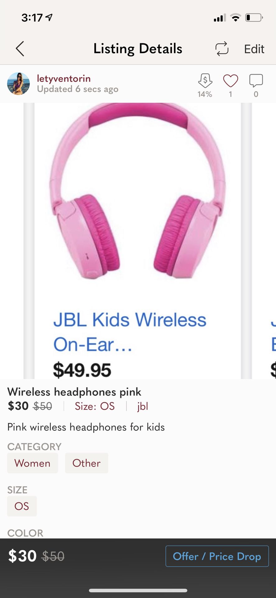Kids Pink Wireless Headphones 