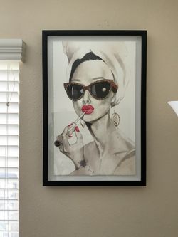 Audrey Hepburn by Rongrong Devoe Picture Wood Frame Graphic Art in Glass 24"