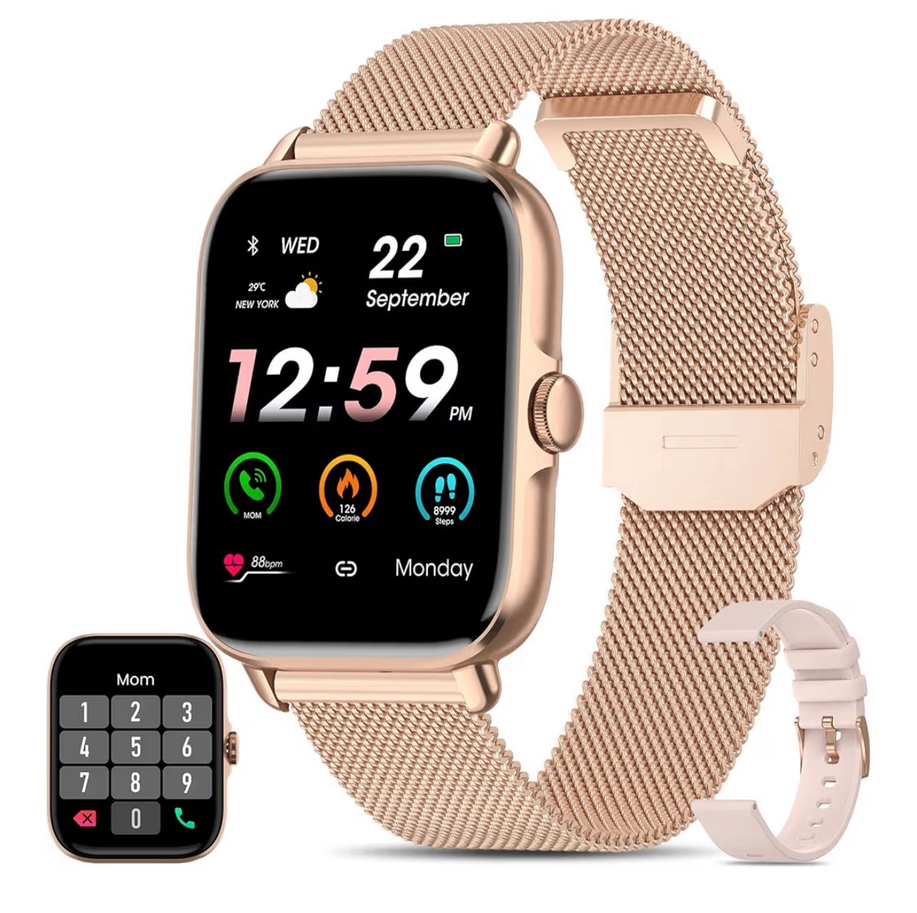 Da Fit Y22 Gold and Pink Smart Watches for Women/Men, Smart Watch for Android Phones and iPhone Compatible, Alexa Built-in, 1.7" Fitness Watches for W