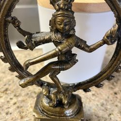 Dancing Shiva Statue: Brass Gold Shiva Nataraja Statue, 6 Inches Tall