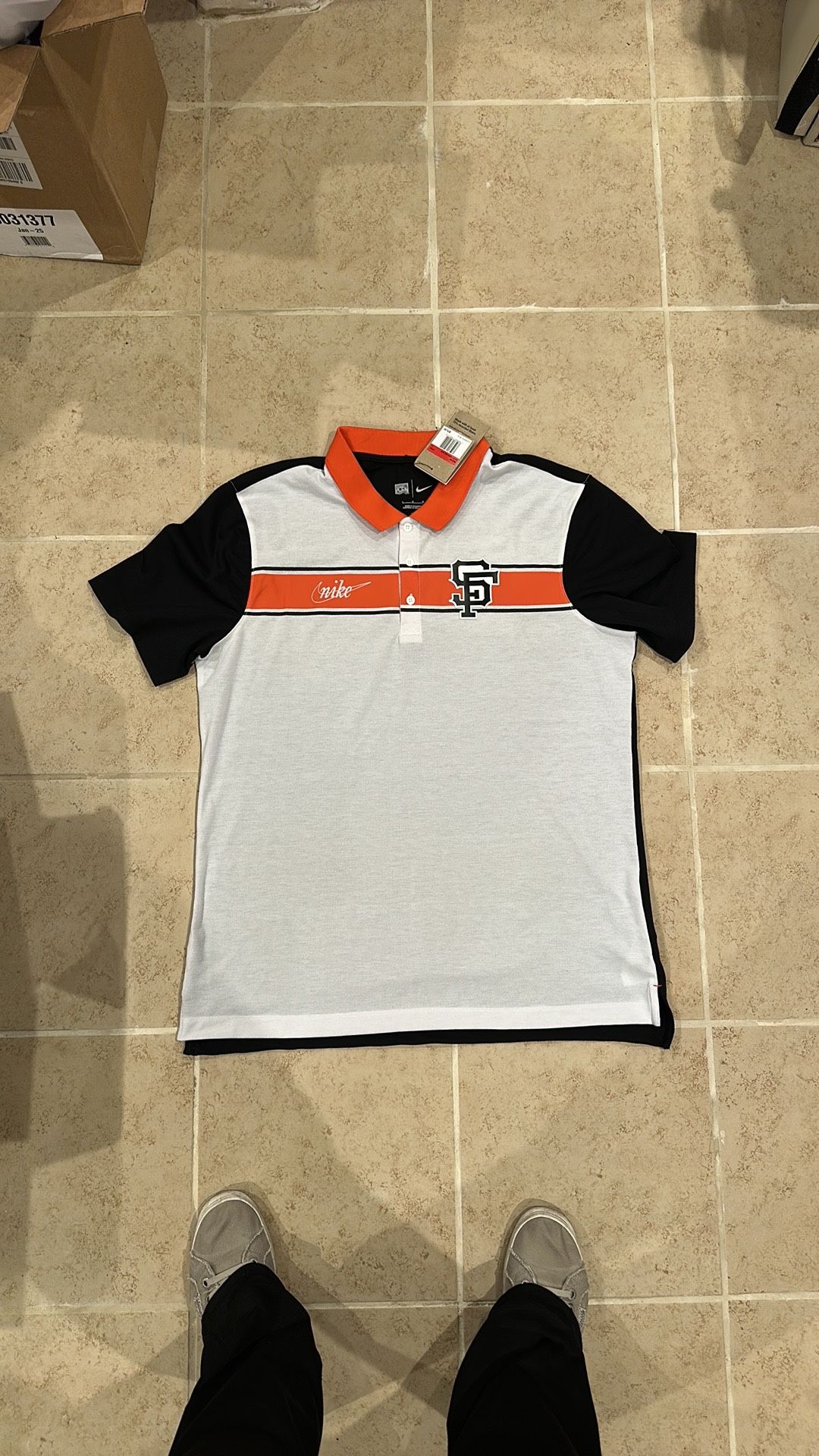 Nike Black, White, and Orange SF Giants Polo Shirt
