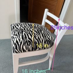 Vanity, Dresser, White Small Chair, Zebra Print 