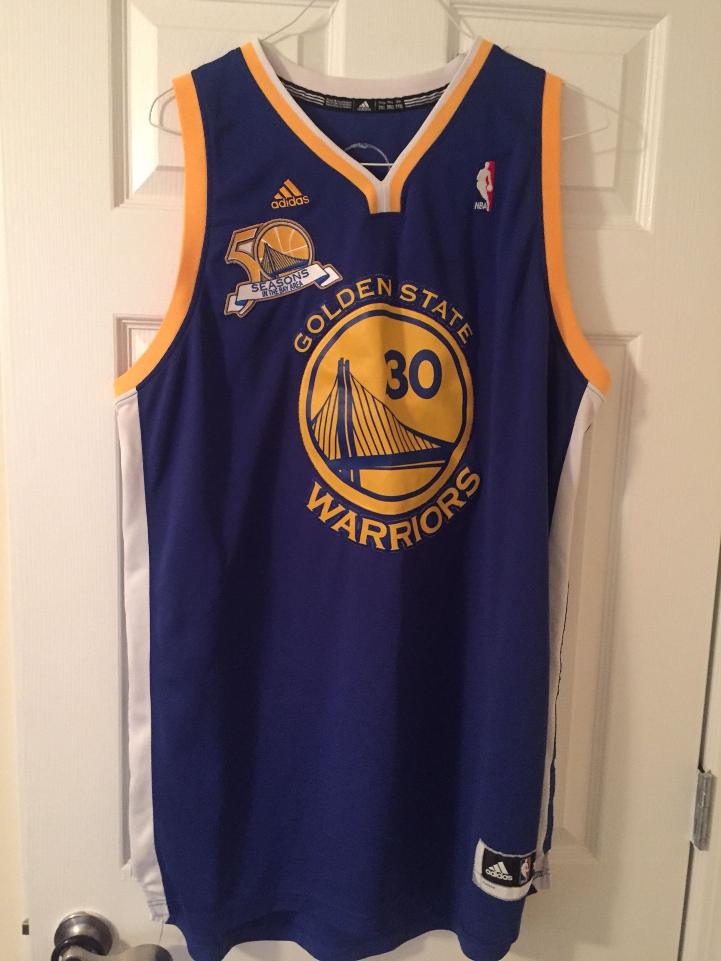 Steph Curry Warriors Jersey with Added 50th Anniversary Patch