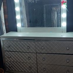 3x6 silver 6 drawer vanity