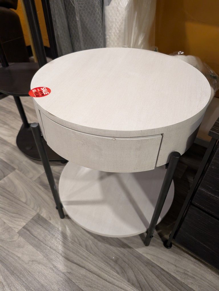 Round End Table With Drawer