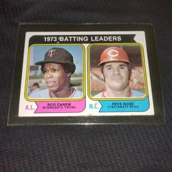 Vintage Old 1973 Batting Leaders Baseball Card #201 Pete Rose & Rod Carew
