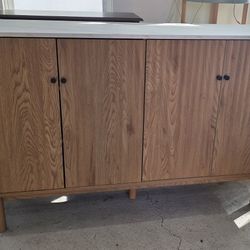 New Fluted Buffet Cabinet with Storage, Accent Sideboard Modern Credenza with 4 Doors & Adjustable