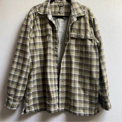 Helly Hansen Button Up Quilted Lining Plaid Flannel Long Sleeve Shirt Sz L