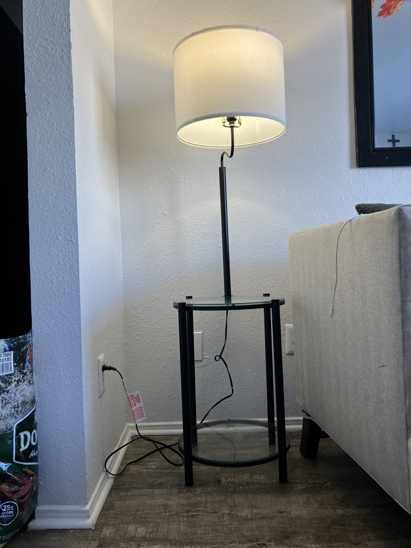 Black Metal & Glass 2-Tier Round End Table / Side Table