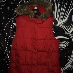 Old Navy red puffer vest