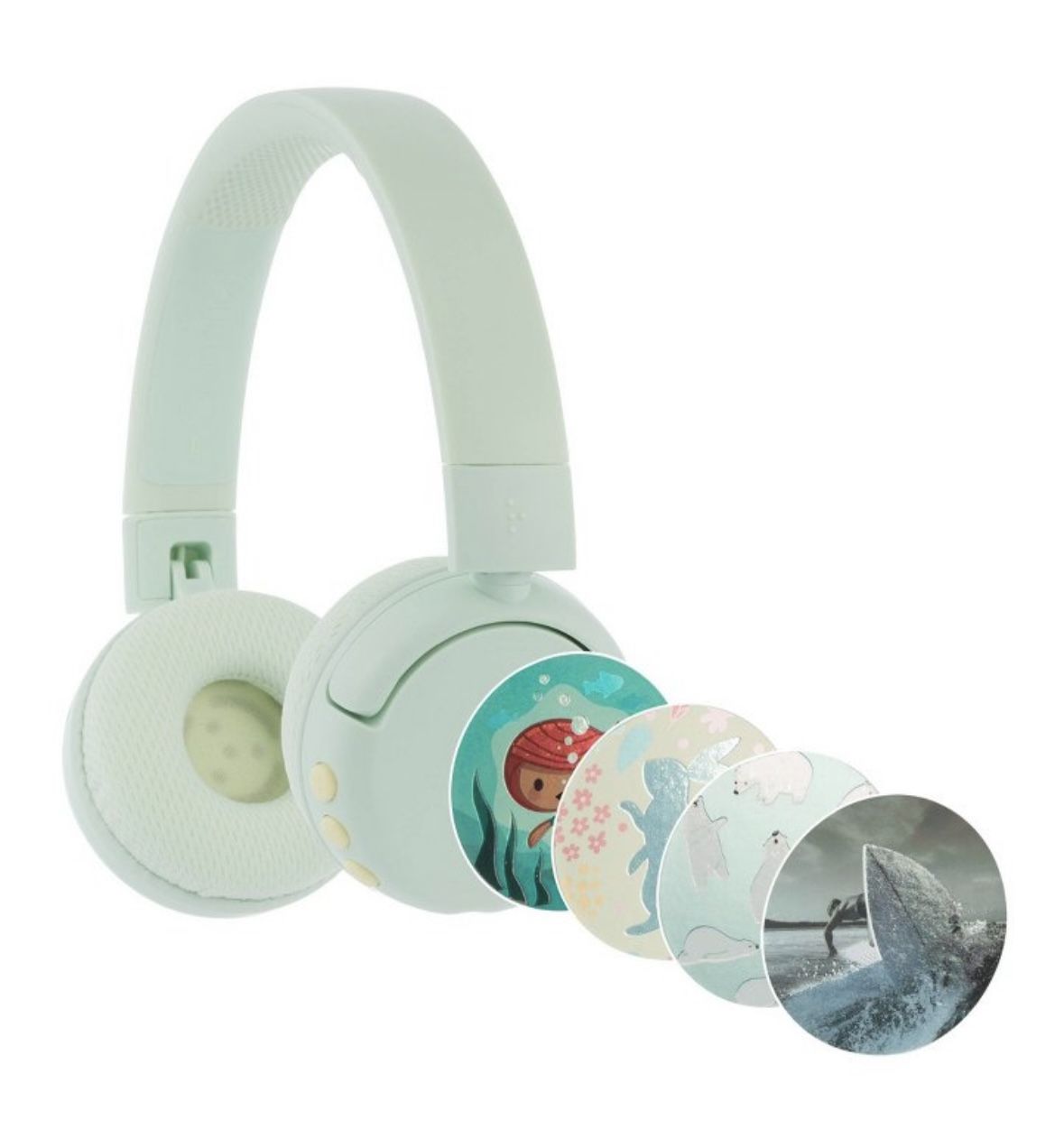 BuddyPhones POP Fun Foldable Bluetooth Wireless Kids Headphones with Microphone - Green