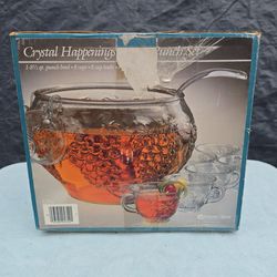 Vintage Indiana Glass Crystal Happenings 18 Piece Punch Set