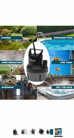 XtremepowerUS 1/6HP Submersible Water Utility Pump, 1100 GPH Portable Sump Pump for Pool Draining, Pool Cover Pump 10 FT Cord for Basements, Pool, Fou