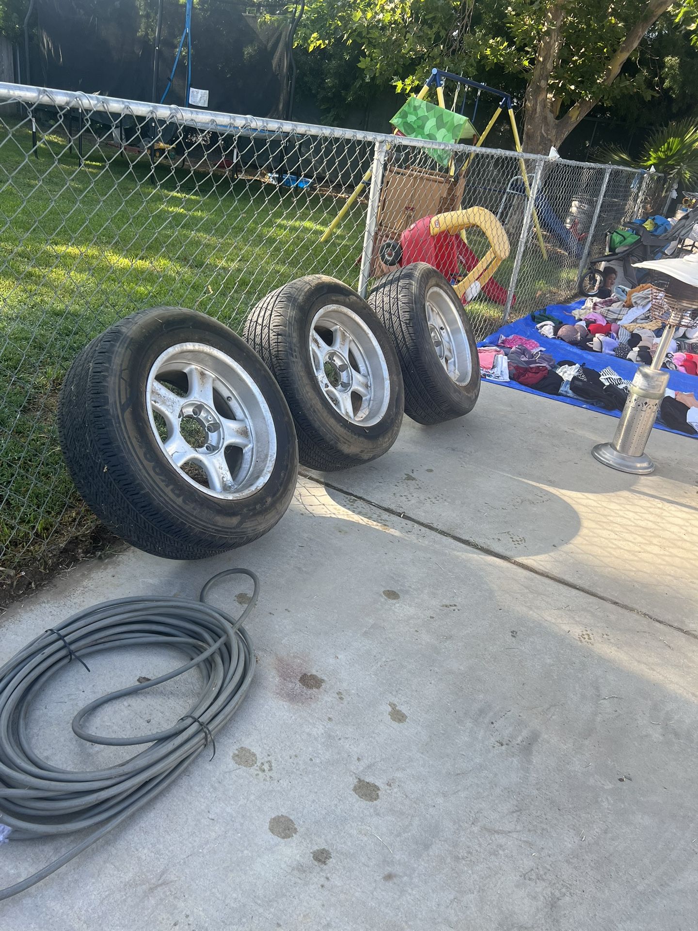 Clothes, Stroller, Tires, Grinch Items, Heaters, Swingset, Rae Dunn