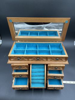 Vintage Wooden Mini Jewelry Armoire