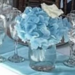 Small Centerpiece Baby Blue Flower Arrangement