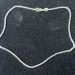 Ladies 14 Karat White Gold, Link Anklet