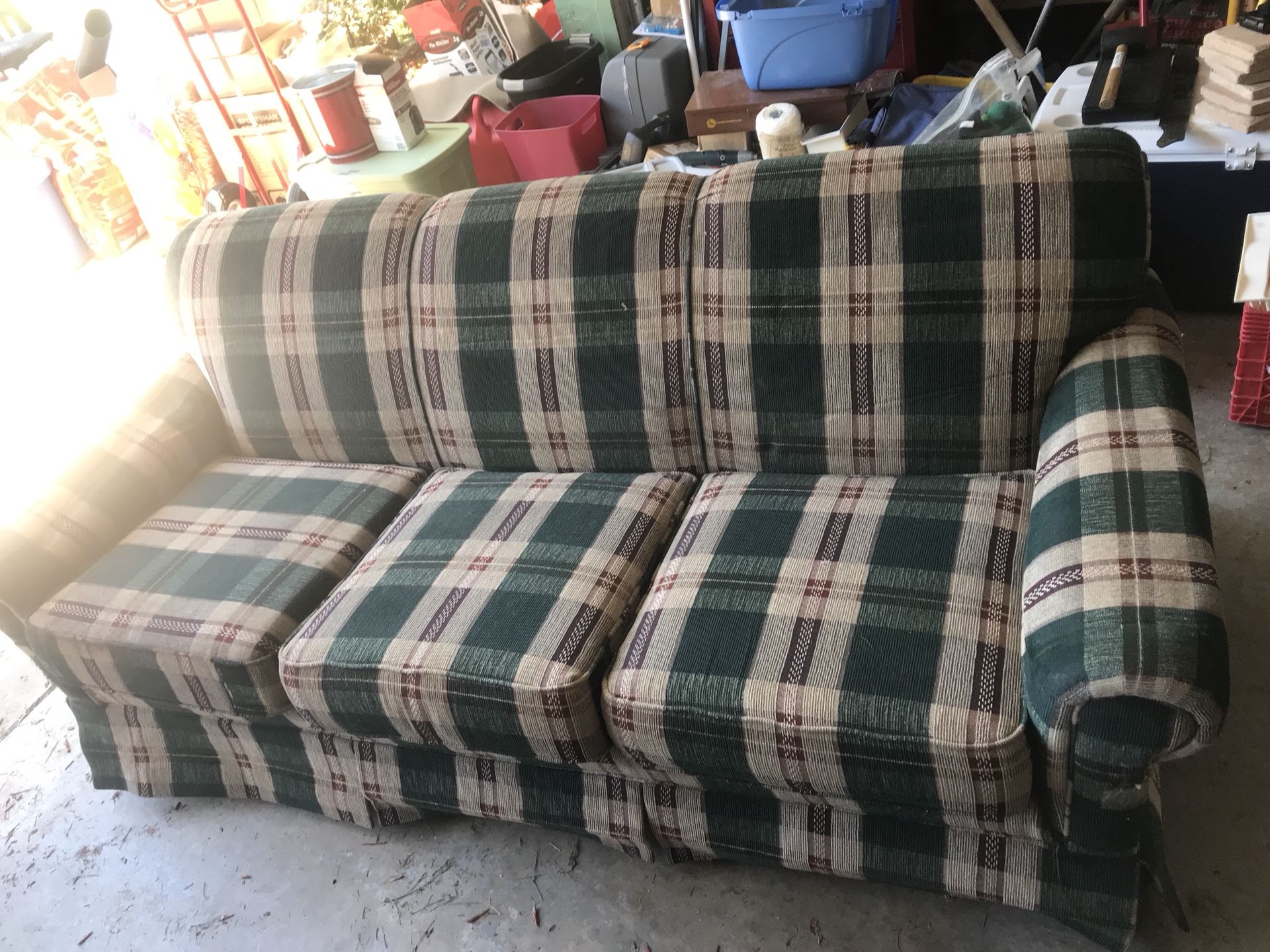 Green plaid couch