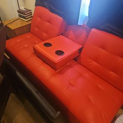 Red Leather Couch/Futon