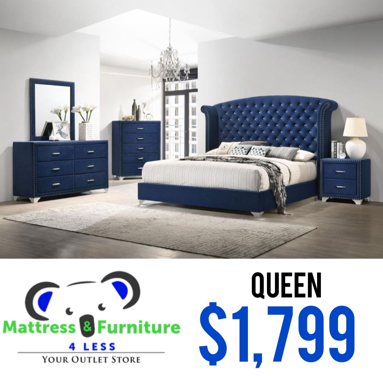 Melody 5-Piece Queen Bedroom Set Pacific Blue
