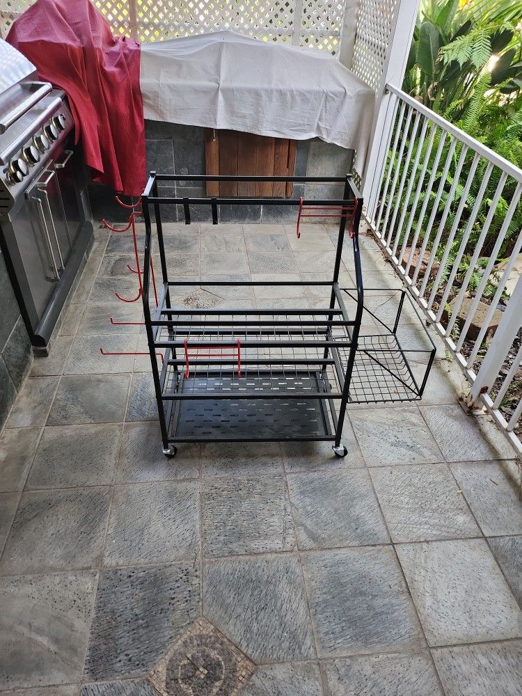 Qusimi Wheeled Home Gym Storage Rack Black