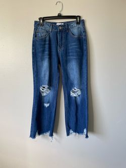 Melarey Womens Distressed Ripped Wide Leg Jeans Size Small