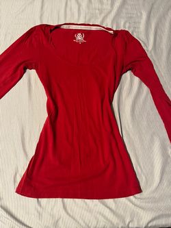 Woman’s Red Scoop Neck Long Sleeve - Size M
