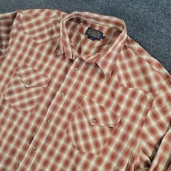 Pendleton Men's LS Snap Bishop Shirt, Red/Brown/Tan Plaid XL