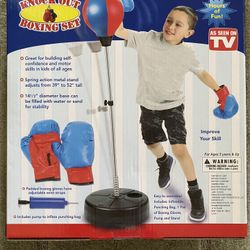 Knock Out Boxing Set with Adjustable Stand & Gloves