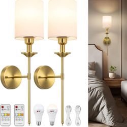 Battery Operated Wall Sconce Set of 2, Battery Powered Wall Sconces Rechargeable Wall Sconces Wall Decor Set of 2 Wall Lights for Bedroom Living Room