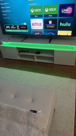 82 inch tv stand all white for sale led lights with remote