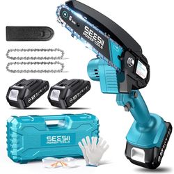 Seesii Mini Chainsaw, 6-inch Mini Chainsaw Cordless, Handheld Electric Power Chain Saw