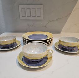 Antique Cups and Saucers + 5 sandwich plates