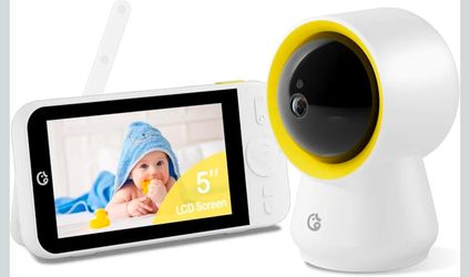 Ellie Baby Monitor No WiFi, Baby Monitor with Camera and Audio, 5" IPS 1080P with Wall Mount,