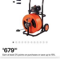 VEVOR Drain Cleaning Machine 100FT x 3/4 Inch, Sewer Snake Machine Auto Feed, Drain Auger Cleaner with 4 Cutter & Air-Activated Foot Switch for 1" to 