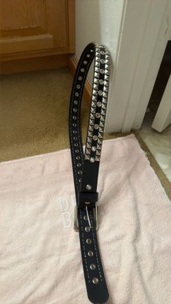 Men’s leather studded belt black Size 42