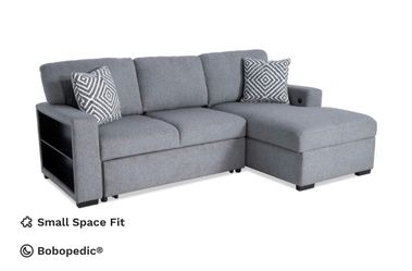 Bobopedic Gray Sectional Sofa with Chaise