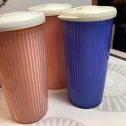3 Tupperware Thermal Tumblers With Straw Lids