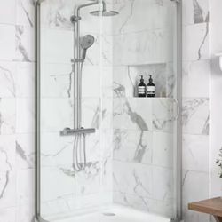 Ove Round Corner Shower glass and Pan Kit