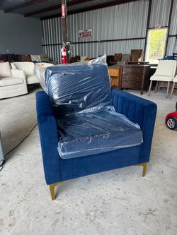 Navy Blue Velvet Accent Chair Gold Legs