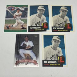 Boston Red Sox Legends Lot Of 5 Cards-Carl Yastrzemski, Ted Williams Pedro