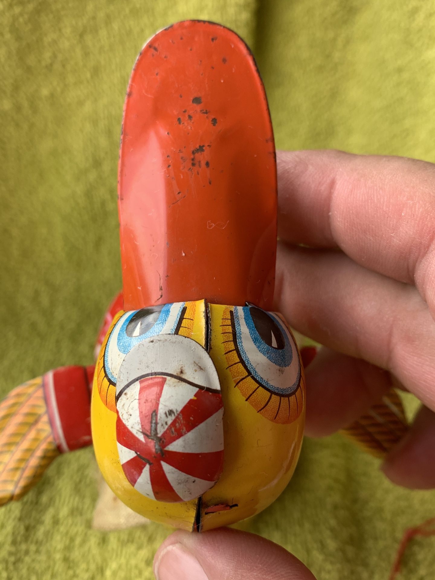 Rare 1940s Daito Tin Litho Friction Toy Duck Japan Nice Bright Colors