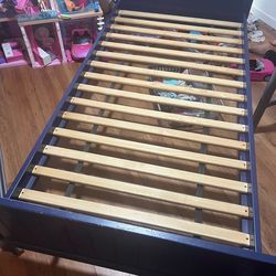 Wood Twin bed frame with wheels & headboard