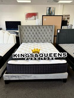New Queen bed frame with mattress