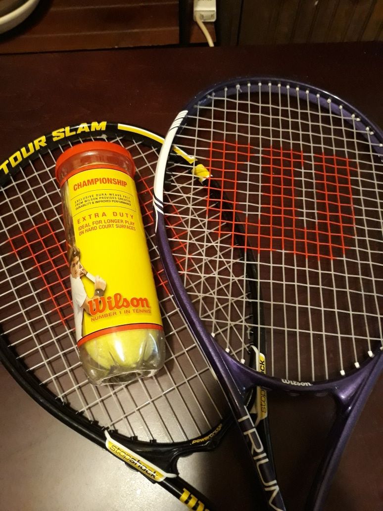 Wilson tennis rackets and tennis balls
