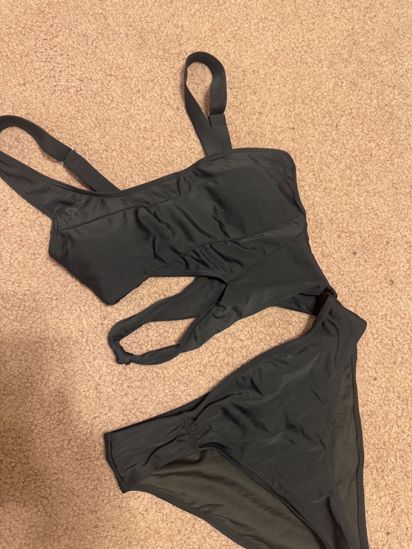 New small black cut out one piece Swimsuit bikini bathing suit festival rave