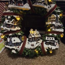  Thomas Kinkade Victorian Christmas Village Wreath.